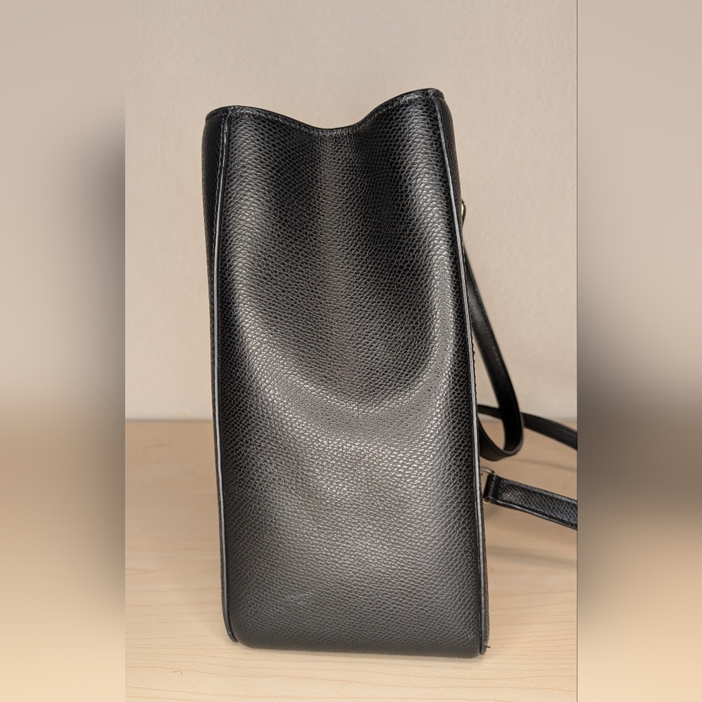DKNY Black Leather Charm Tote with Gold Accents - Picture 8 of 16